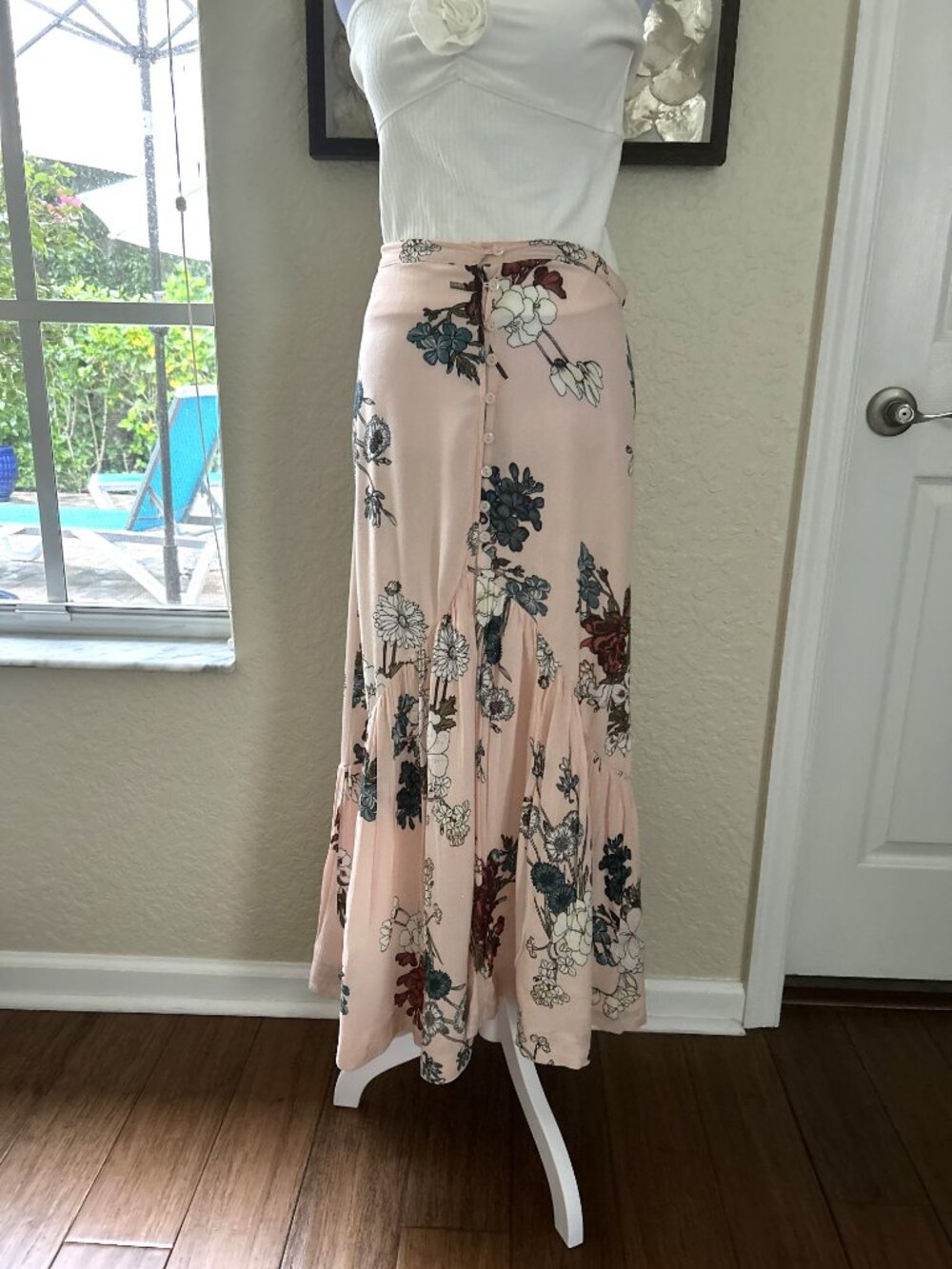 Bluheaven Peach Floral Maxi Skirt